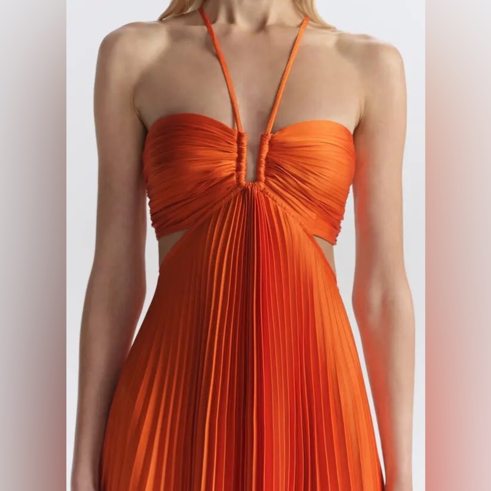 NWOT A.L.C. Moira Satin Pleated Maxi Dress - Picture 4 of 7